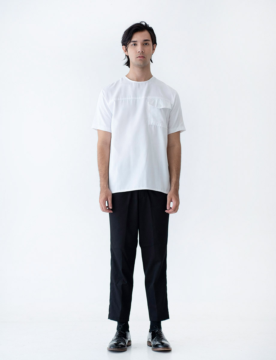 Front Pocket Shirt White | KINKAMI