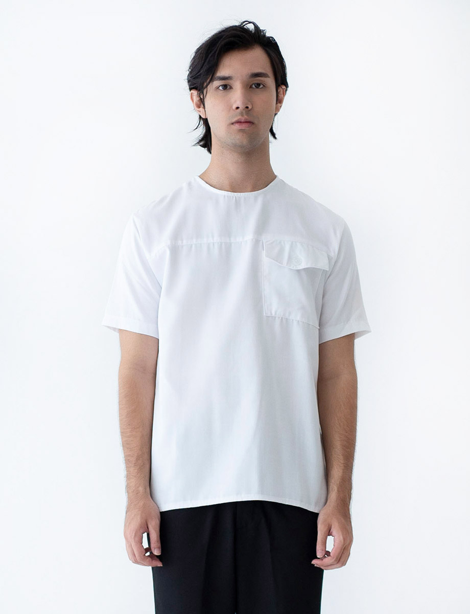 Front Pocket Shirt White | KINKAMI